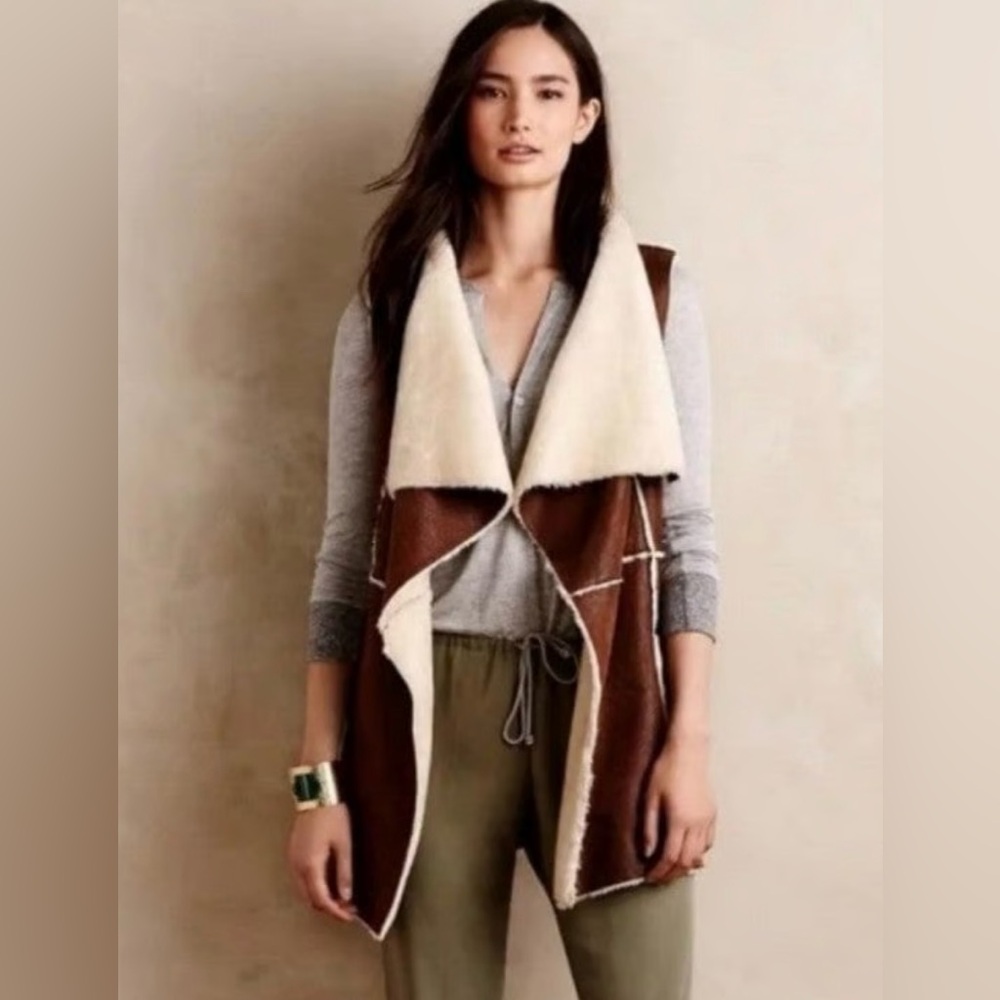 New Anthropologie Hei Hei Faux Shearling/Fur Lined Vest XS/S